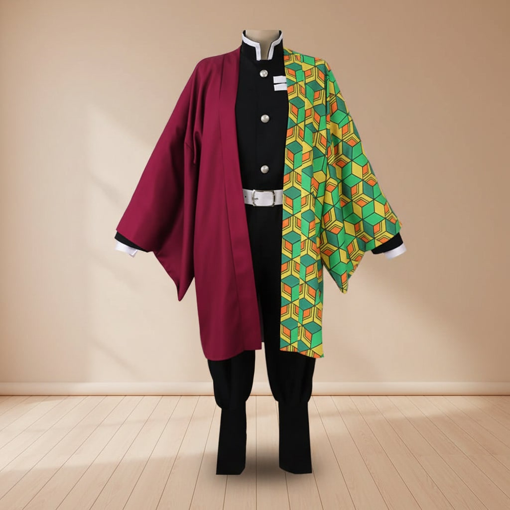 Halloween Kostium Cosplay Anime Demon Kimono z Peleryną i Perką
