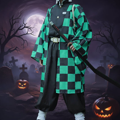 Halloween Kostium demon hunter saga z Haori Zielono-Czarnym i ą Strój Anime