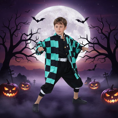 Halloween Kostium demon hunter saga z Haori Zielono-Czarnym i ą Strój Anime