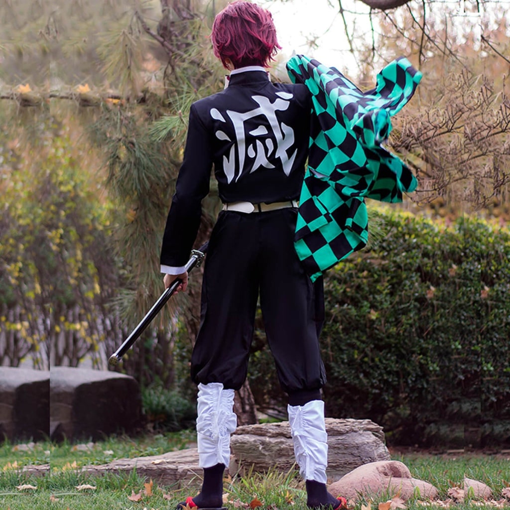 Halloween Kostium demon hunter saga z Haori Zielono-Czarnym i ą Strój Anime