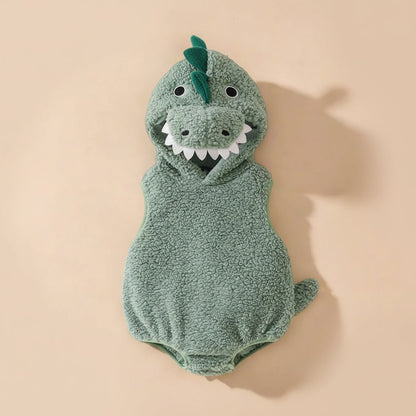 Halloween Kostium Dinozaura dla Niemowlaka Chłopca Pluszowy Romper z Kapturem
