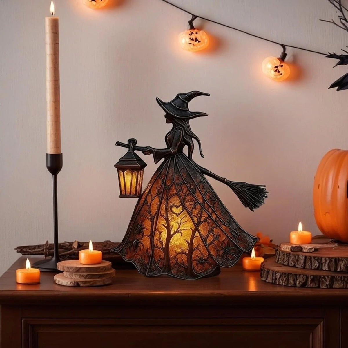 Halloween Lampka Czarownica z LED Lampionem Dekoracyjna na Imprezę