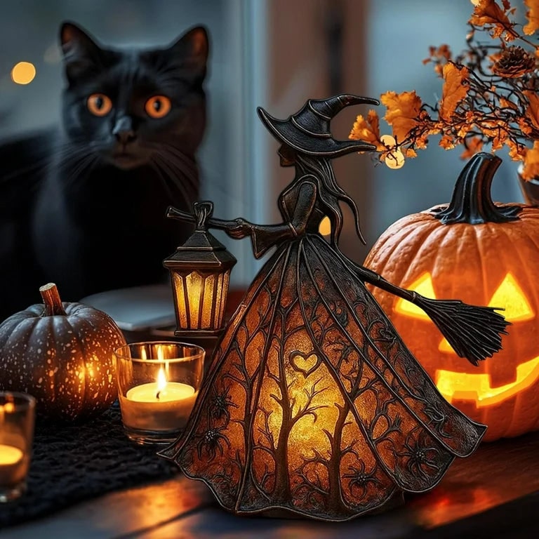 Halloween Lampka Czarownica z LED Lampionem Dekoracyjna na Imprezę