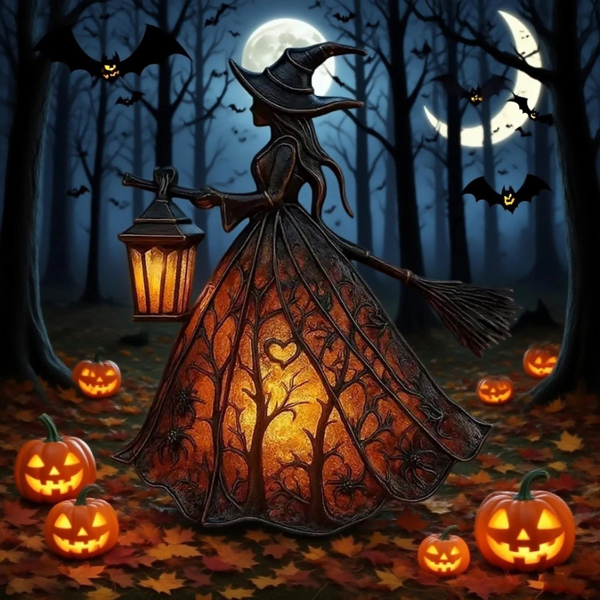 Halloween Lampka Czarownica z LED Lampionem Dekoracyjna na Imprezę
