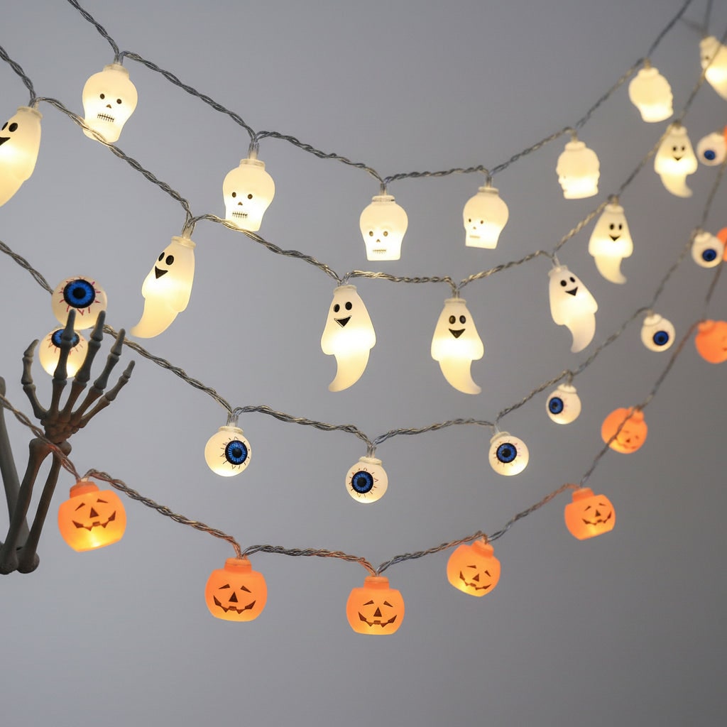 Halloween Lampki LED Sznur świetlny Dekoracyjny z Figurkami na Imprezę i Ogród