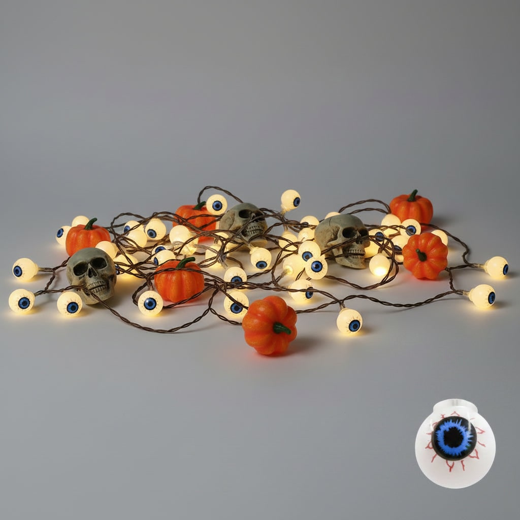 Halloween Lampki LED Sznur świetlny Dekoracyjny z Figurkami na Imprezę i Ogród