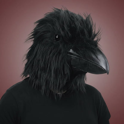 Halloween Maska Kruka na Całą Głowę ze Sztucznego Futra do Cosplayu i Imprezy
