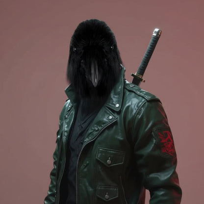 Halloween Maska Kruka na Całą Głowę ze Sztucznego Futra do Cosplayu i Imprezy