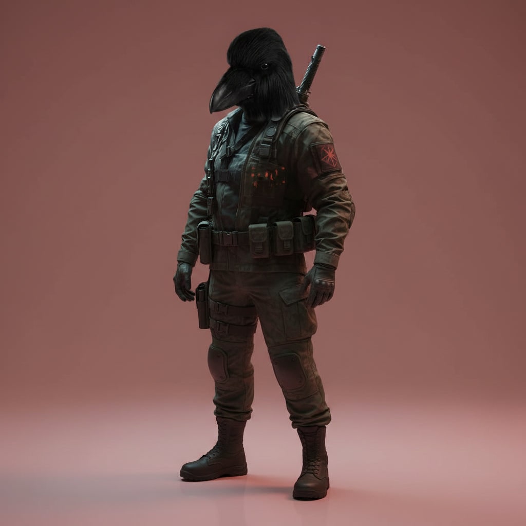 Halloween Maska Kruka na Całą Głowę ze Sztucznego Futra do Cosplayu i Imprezy