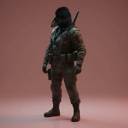 Halloween Maska Kruka na Całą Głowę ze Sztucznego Futra do Cosplayu i Imprezy
