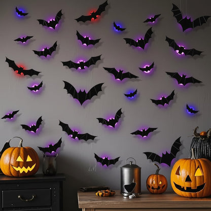 Halloween Ozdoby Dekoracyjne Nietoperze 3D z Podświetleniem LED do Wnętrz i Ogrodu
