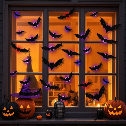 Halloween Ozdoby Dekoracyjne Nietoperze 3D z Podświetleniem LED do Wnętrz i Ogrodu