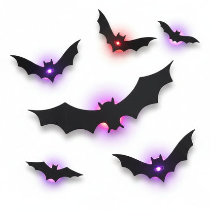 Halloween Ozdoby Dekoracyjne Nietoperze 3D z Podświetleniem LED do Wnętrz i Ogrodu