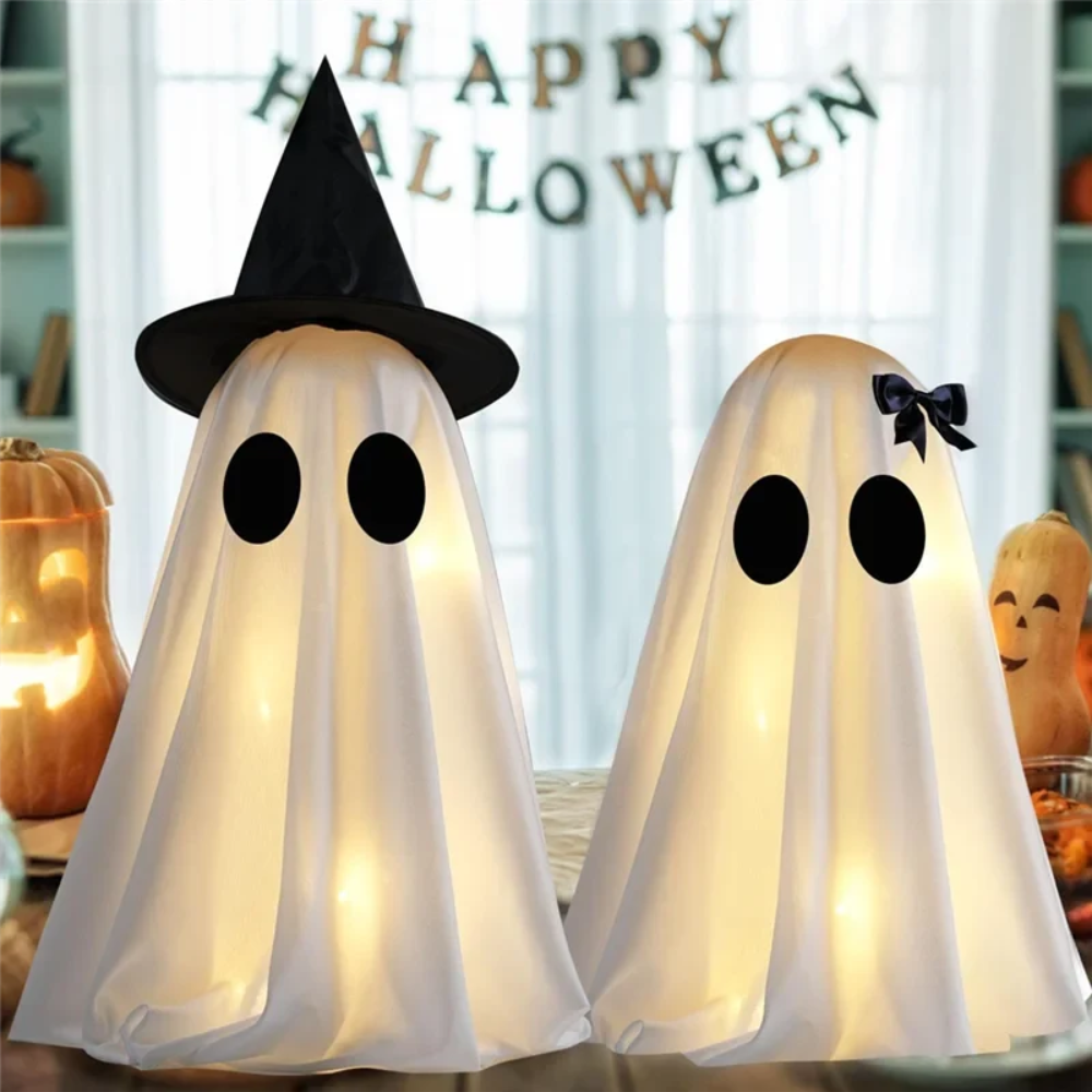 Halloween Ozdoby i Dekoracje Duchów z Lampkami LED Podświetlane Zestaw 2 Sztuk