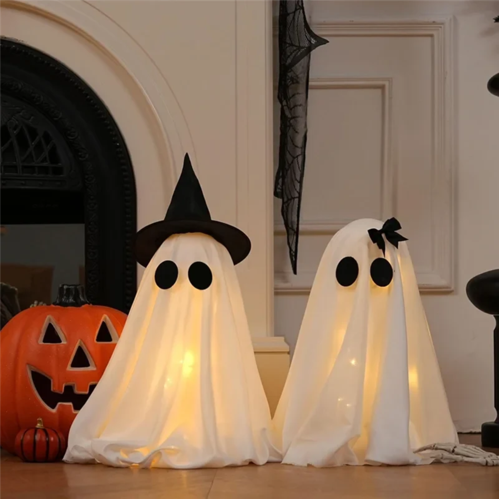 Halloween Ozdoby i Dekoracje Duchów z Lampkami LED Podświetlane Zestaw 2 Sztuk