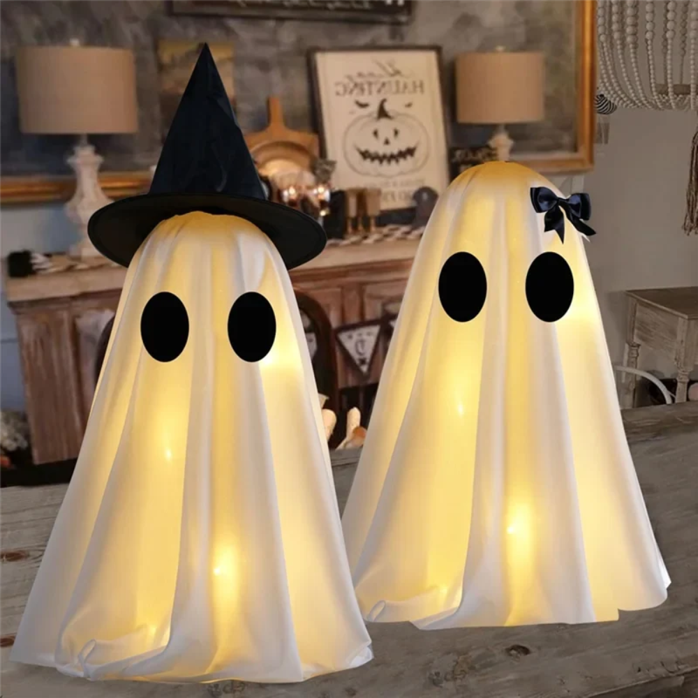 Halloween Ozdoby i Dekoracje Duchów z Lampkami LED Podświetlane Zestaw 2 Sztuk