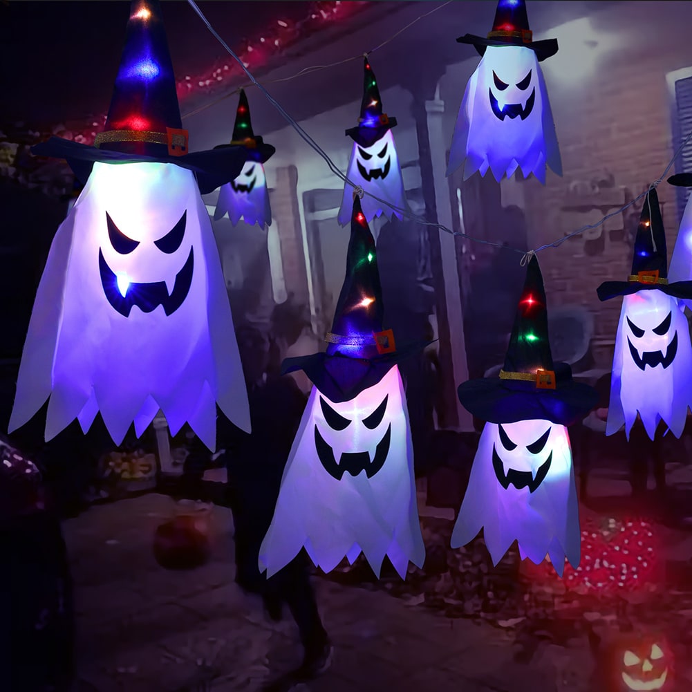 Halloween Ozdoby Wisząca Dekoracja Duch Lampion LED Papierowy do Domu i Imprezy
