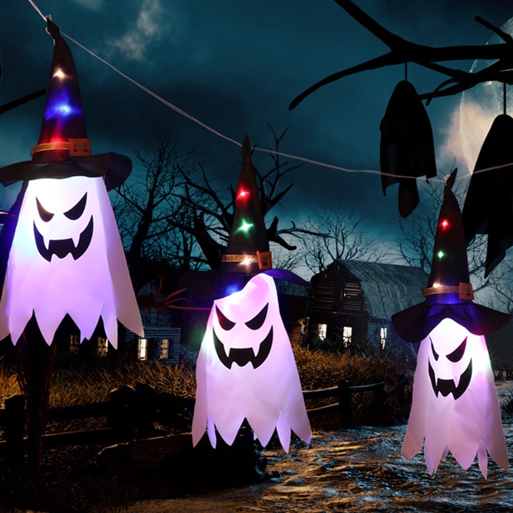 Halloween Ozdoby Wisząca Dekoracja Duch Lampion LED Papierowy do Domu i Imprezy