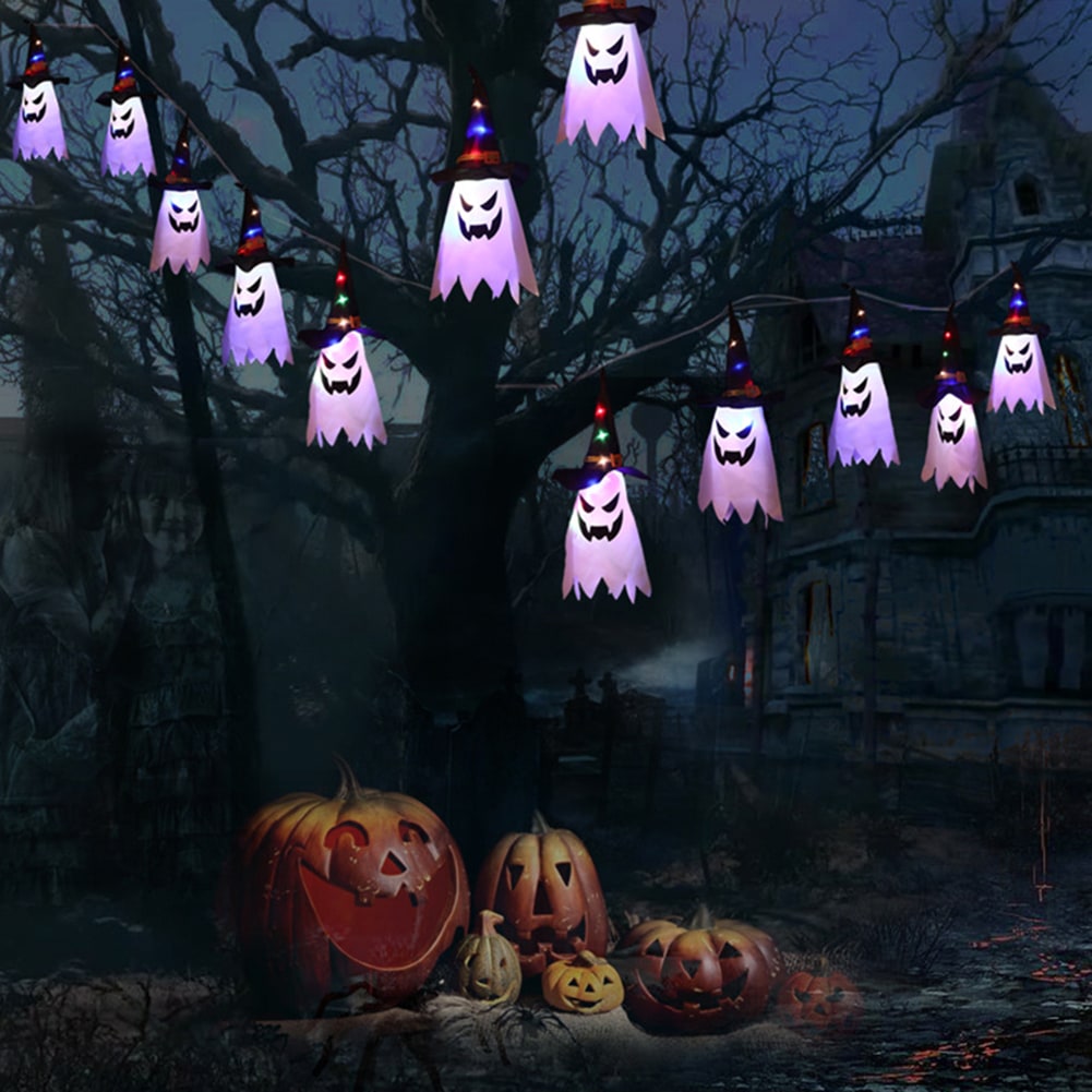 Halloween Ozdoby Wisząca Dekoracja Duch Lampion LED Papierowy do Domu i Imprezy