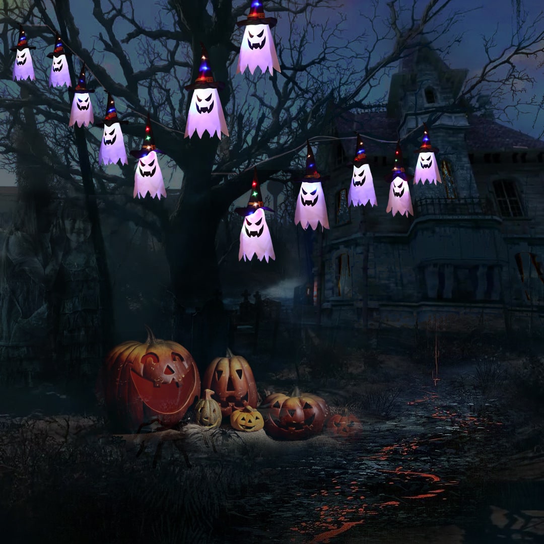 Halloween Ozdoby Wisząca Dekoracja Duch Lampion LED Papierowy do Domu i Imprezy