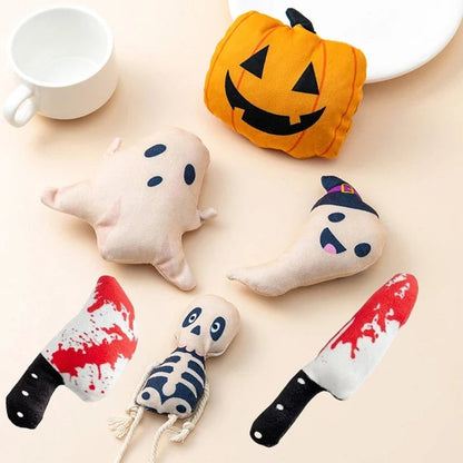 Halloween Pluszowa Zabawka dla Kota Duch Dynia Szkielet z Motywem Drapak Kuweta Karma