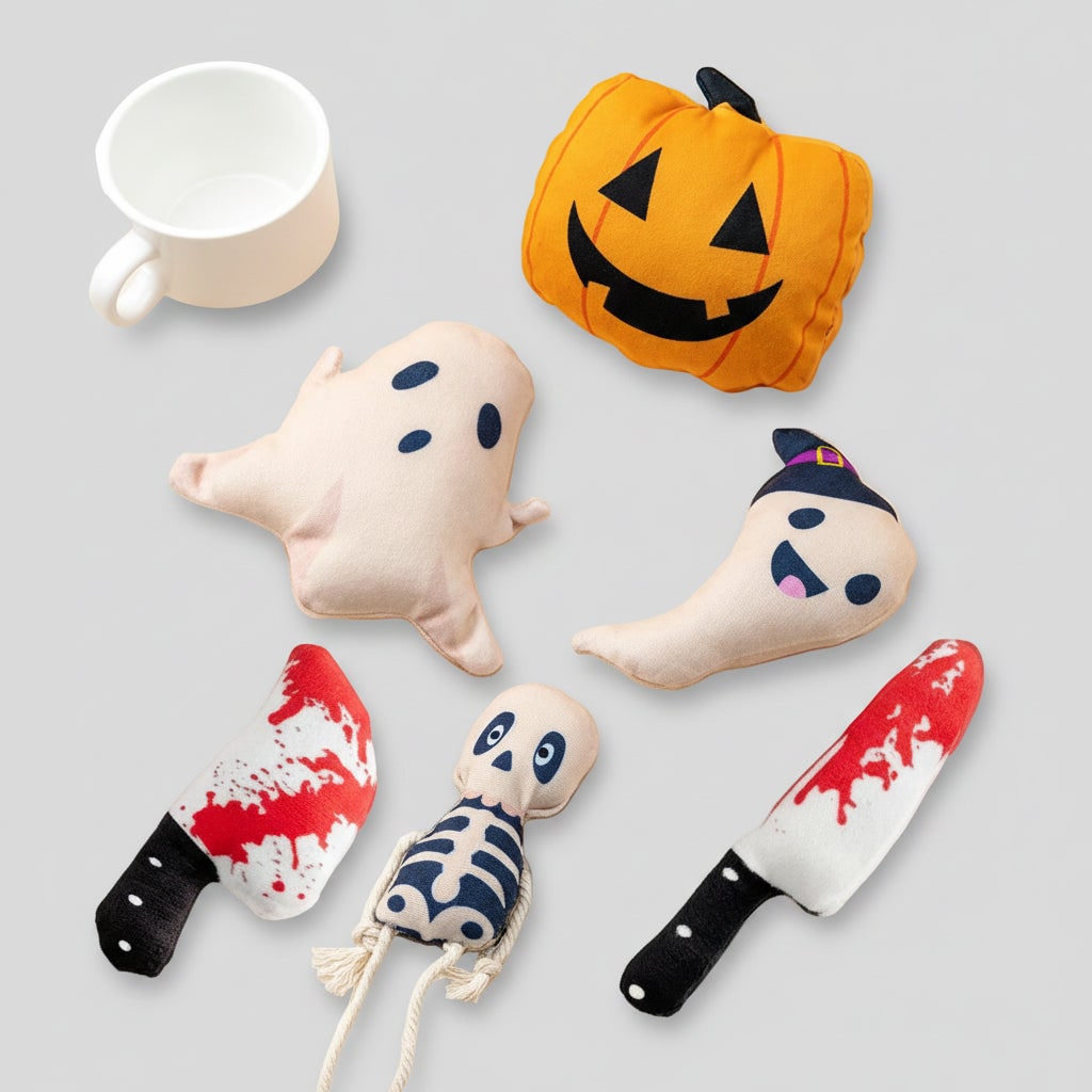 Halloween Pluszowa Zabawka dla Kota z Kocimiętką Motyw Duch Dynia Szkielet Żwirek