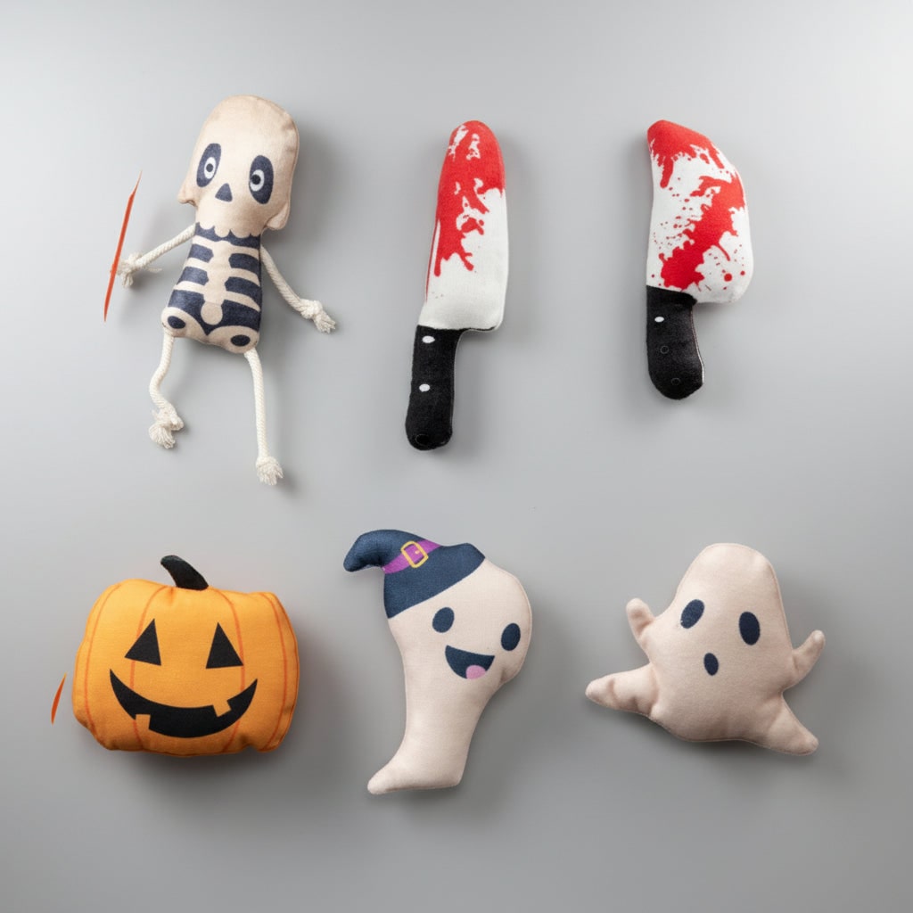 Halloween Pluszowa Zabawka dla Kota z Kocimiętką Motyw Duch Dynia Szkielet Żwirek