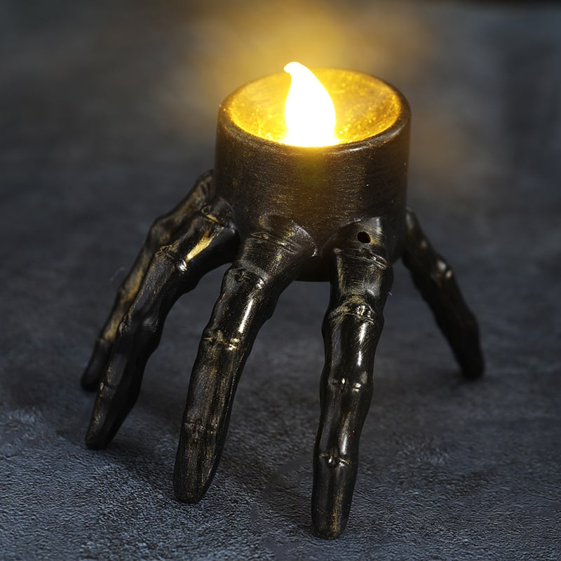 Halloween świeczka LED Czaszka i Dłoń Szkieletu Dekoracyjna z Płomieniem na Imprezę