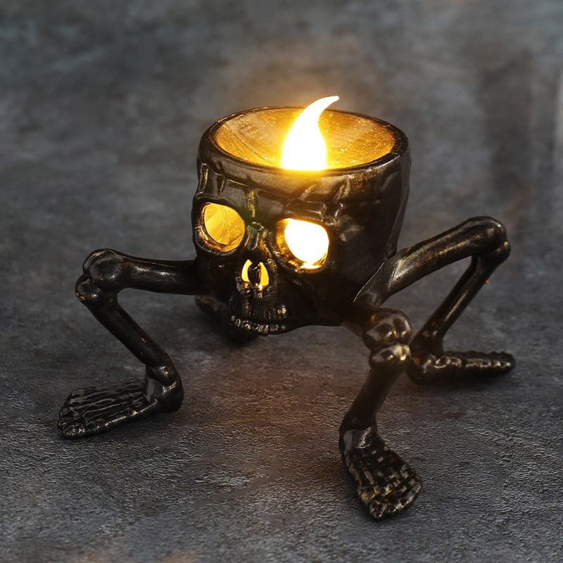 Halloween świeczka LED Czaszka i Dłoń Szkieletu Dekoracyjna z Płomieniem na Imprezę