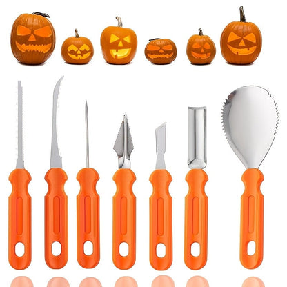 Halloween Zestaw Narzędzi do Wycinania Dyni 7 Elementów ze Stali Nierdzewnej Noz