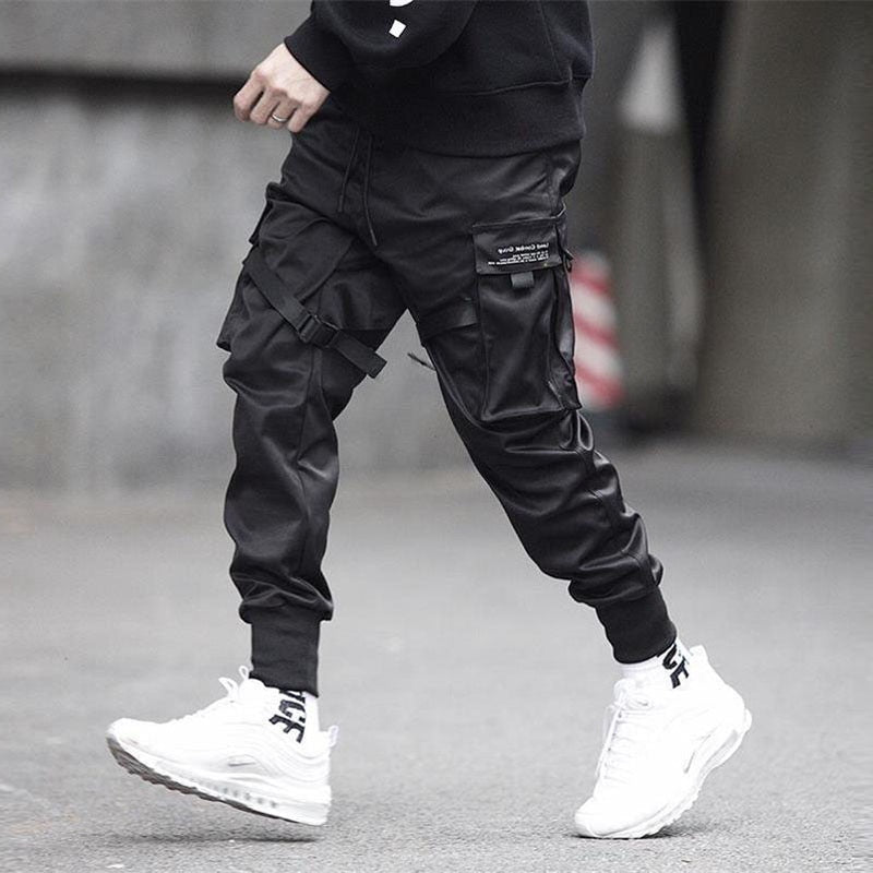 Joggery męskie techwear - kieszenie cargo, regulowane paski