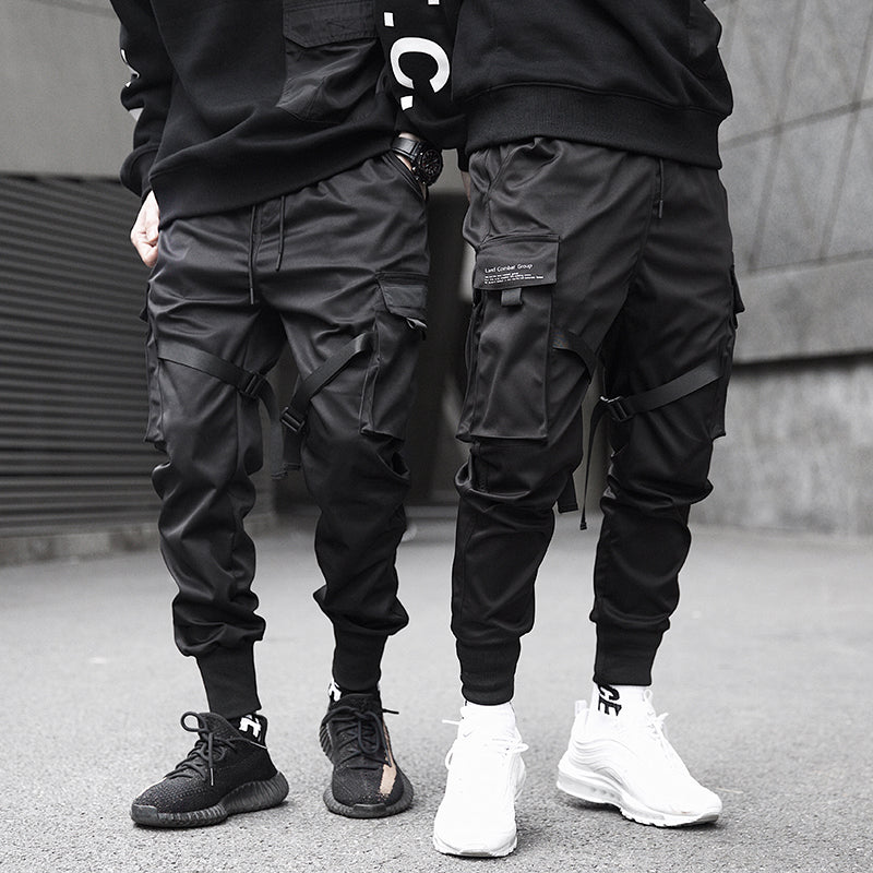 Joggery męskie techwear - kieszenie cargo, regulowane paski