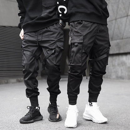 Joggery męskie techwear - kieszenie cargo, regulowane paski