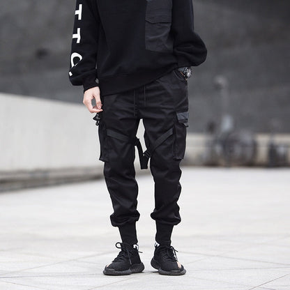 Joggery męskie techwear - kieszenie cargo, regulowane paski