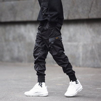 Joggery męskie techwear - kieszenie cargo, regulowane paski