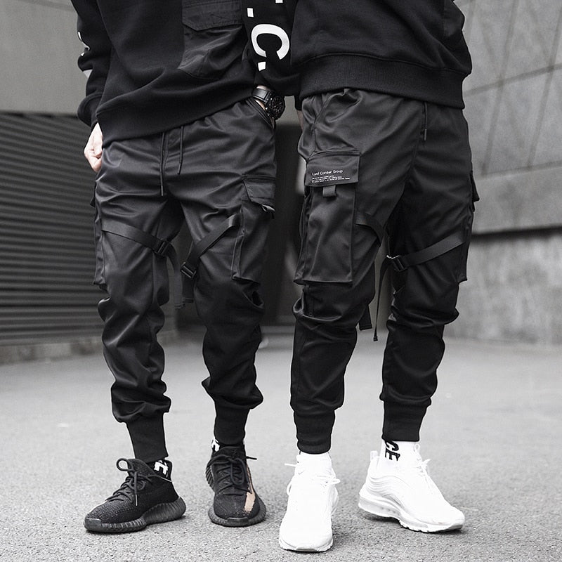 Joggery męskie techwear - kieszenie cargo, regulowane paski