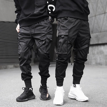 Joggery męskie techwear - kieszenie cargo, regulowane paski