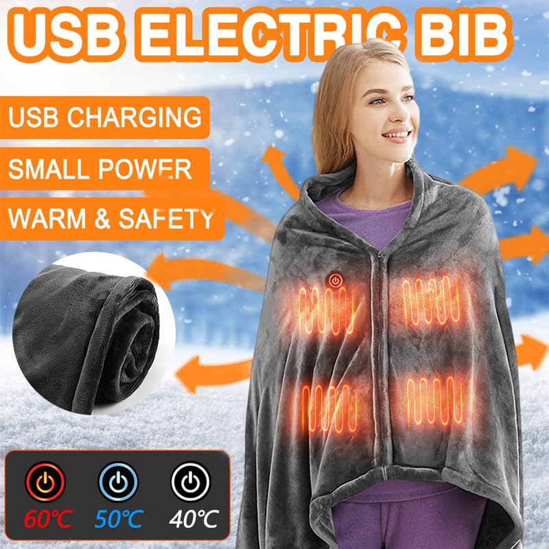 Koc Elektryczny Podgrzewany USB z Zatrzaskami i Regulacją Temperatury Ogrzewany