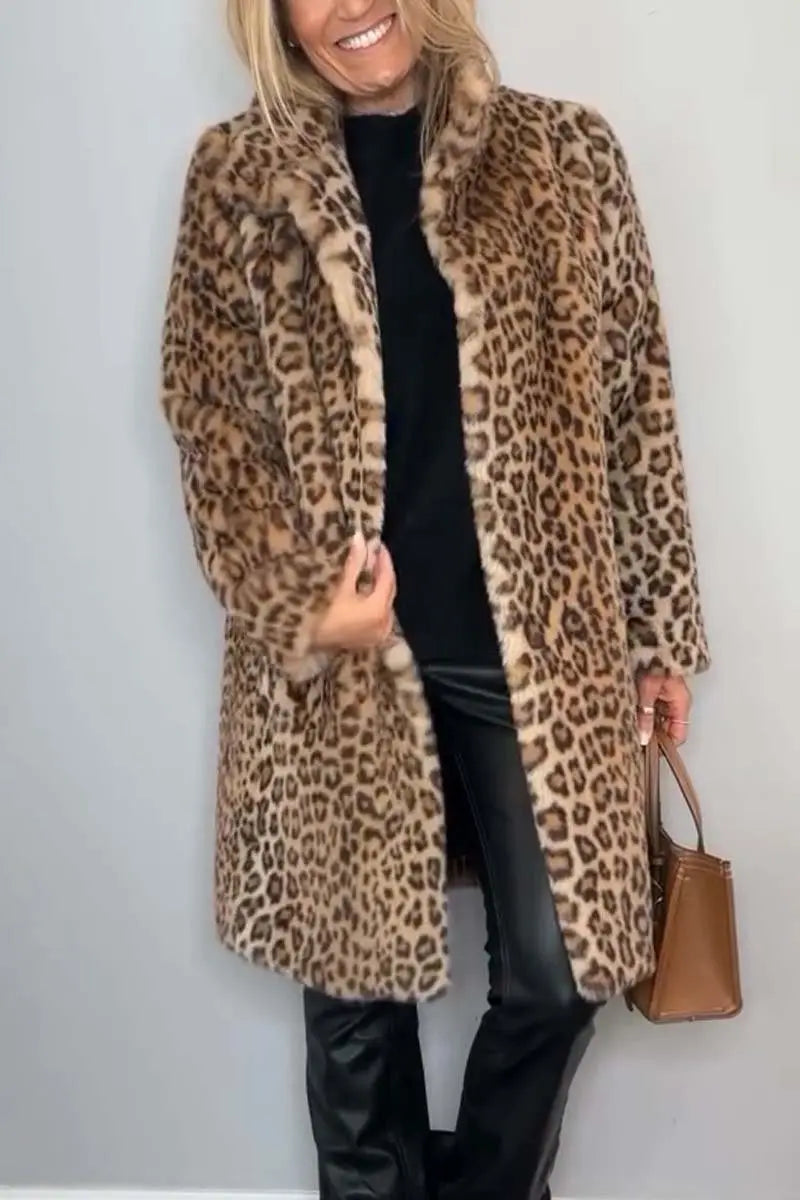 Kurtka damska ze sztucznego futra - panterka, dwie długości