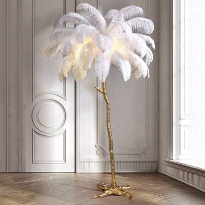 Lampa Podłogowa z Piór Strusia - Luksusowy Design do Wnętrz