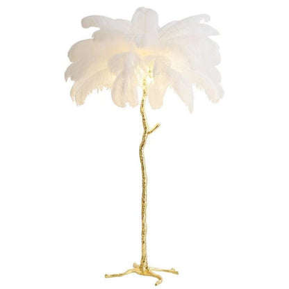 Lampa Podłogowa z Piór Strusia - Luksusowy Design do Wnętrz
