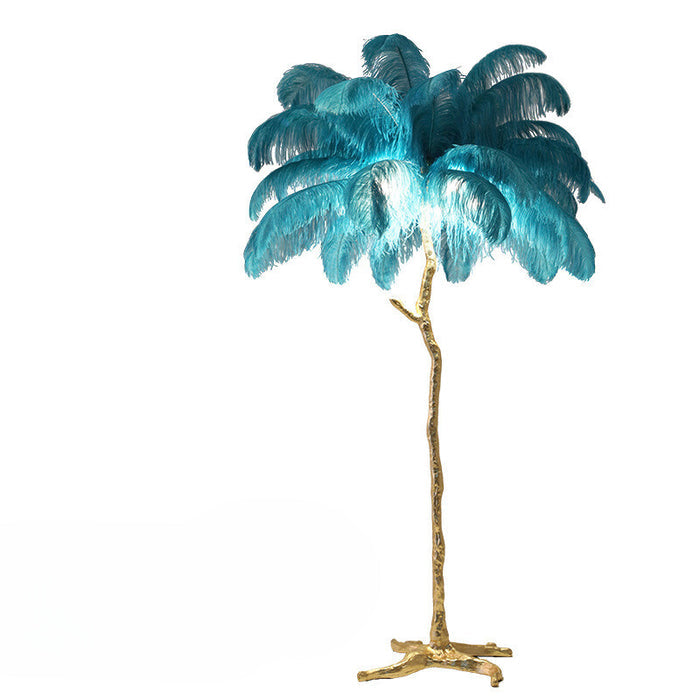 Lampa Podłogowa z Piór Strusia - Luksusowy Design do Wnętrz