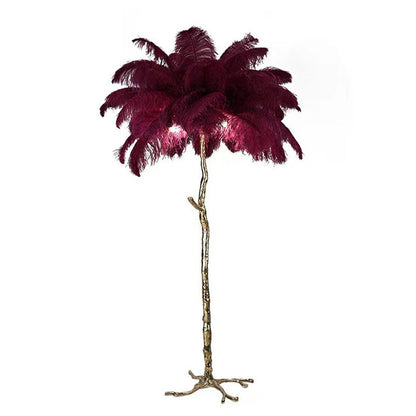 Lampa Podłogowa z Piór Strusia - Luksusowy Design do Wnętrz