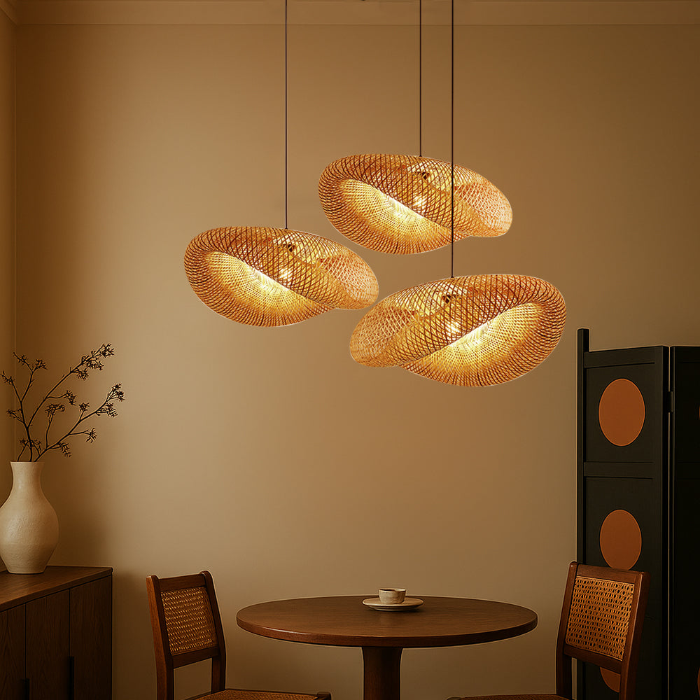 Lampa Sufitowa LED Bambusowa Pleciona – Naturalny Akcent do Twojego Wnętrza