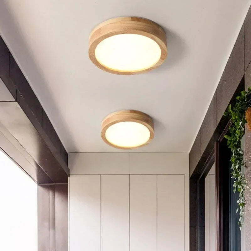 Lampa Sufitowa LED Skandynawska z Drewnianym Akcentem
