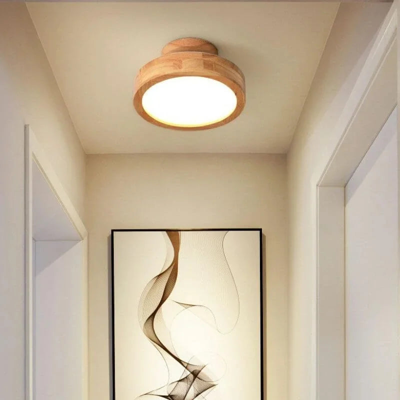 Lampa Sufitowa LED Skandynawska z Drewnianym Akcentem