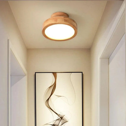 Lampa Sufitowa LED Skandynawska z Drewnianym Akcentem