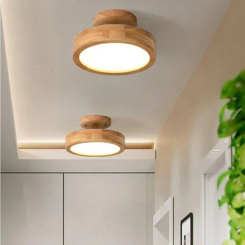 Lampa Sufitowa LED Skandynawska z Drewnianym Akcentem