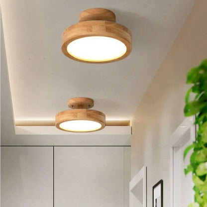 Lampa Sufitowa LED Skandynawska z Drewnianym Akcentem