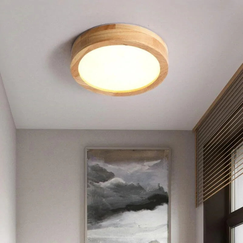 Lampa Sufitowa LED Skandynawska z Drewnianym Akcentem